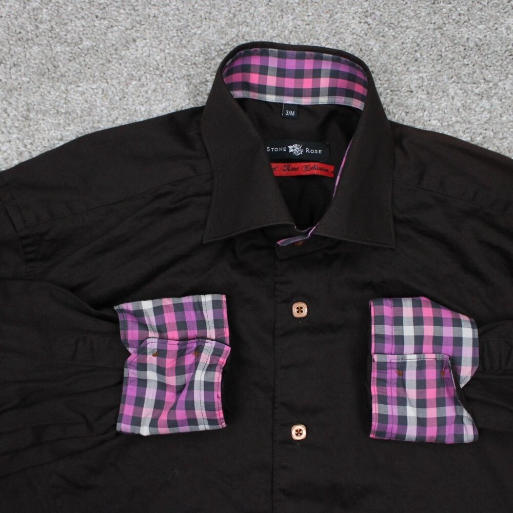 Stone Rose Flip Cuff Shirt‎ Mens 3 / Medium Brown/Pink Red Rivet Collection L/S